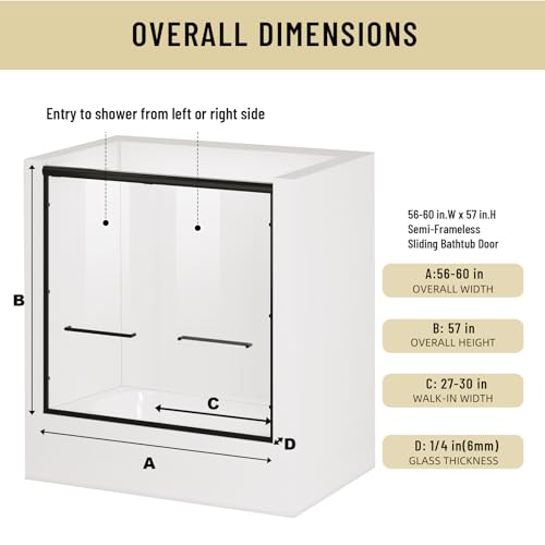 Tub Glass Shower Doors 56" view 2