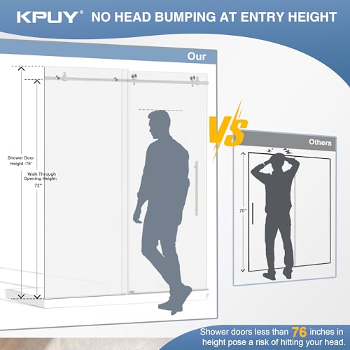 KPUY Frameless Shower Door 55-60" view 2