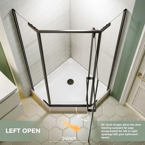 Neo-Angle Shower Door 34" D view 3